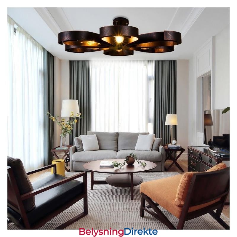 Moderne Vintage Taklampe I Jernformet Blomst