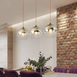 Kreativ Jern+Glass Kuleformet Anhengslampe Dekorativ Belysning