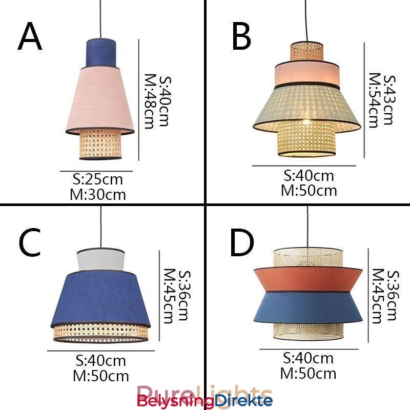 1 Lys Kjole Lampeskjerm Pendellampe Bambusvevd Belysning