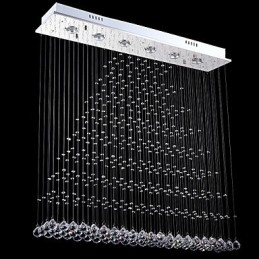 Rektangulær Krystall Pendellampe Taklysekrone Belysning Lamper Armaturer