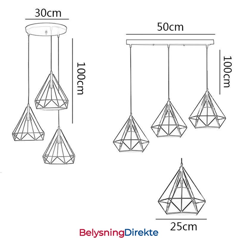 Diamantformet Anhengslampe Moderne Minimalistisk Dekorativ Lampe