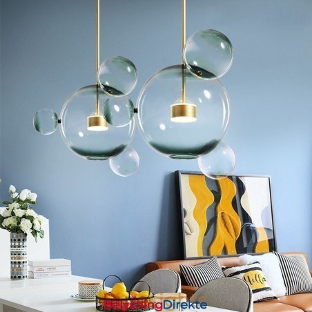 Pendellampe I Glass, Bobleformet Taklampe, Gradientgrønn Lampe