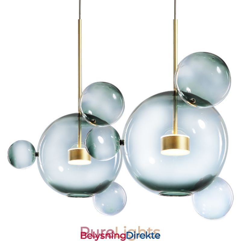 Pendellampe I Glass, Bobleformet Taklampe, Gradientgrønn Lampe
