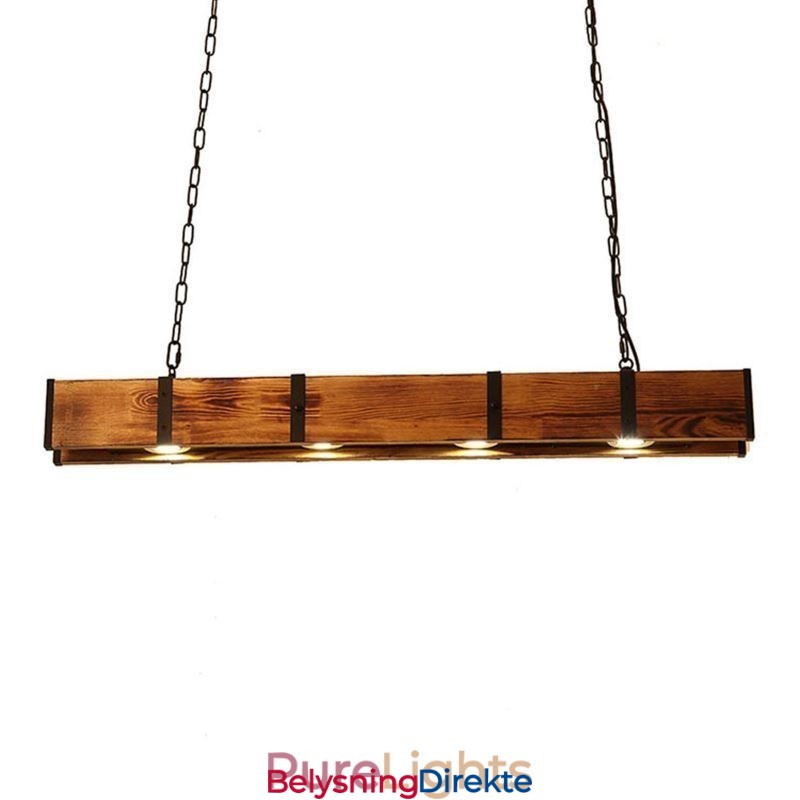 Industriell Stil Anhengslampe Rektangulær Tre Taklampe Øy