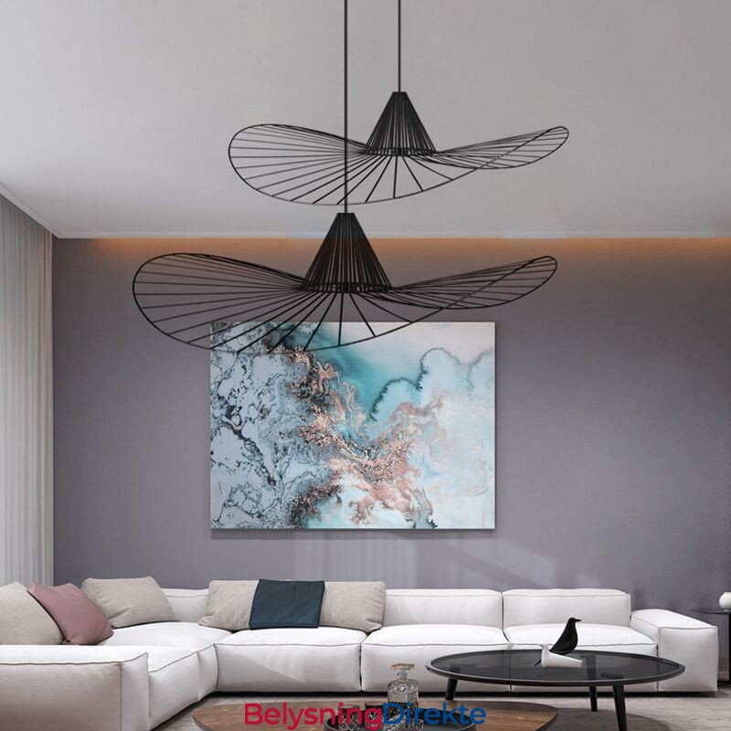 Jernpendellampe Enkel Stråhattlampe 1 Lys