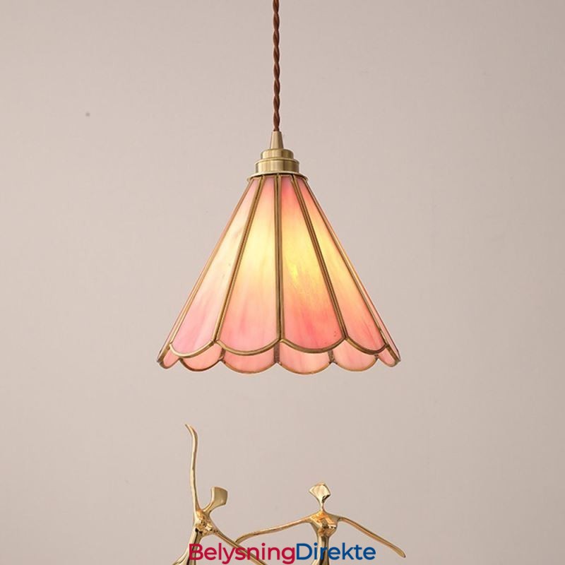 Japansk Stil Glass Pendellampe Retro Kronbladlampe