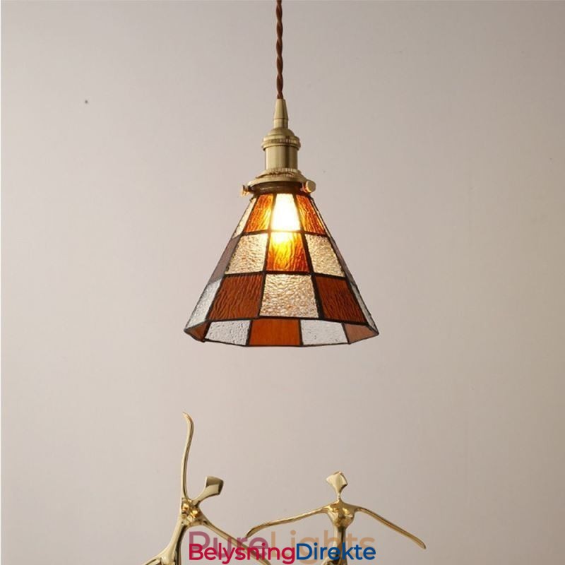 Retro Lattice Glass Pendellampe I Japansk Stil