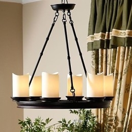 Vintage Lysekrone 6 Lys Stål Og Glass