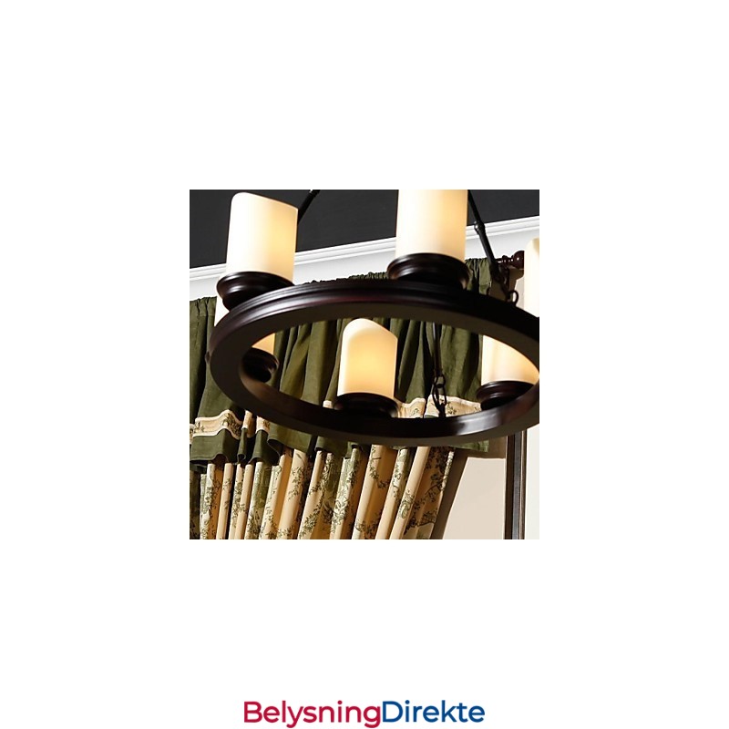 Vintage Lysekrone 6 Lys Stål Og Glass