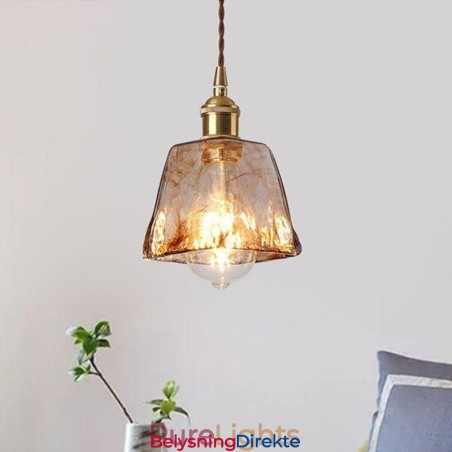 Unik Mini-Glass Pendellampe I Japansk Stil, Ravfarget Dekorativ Belysning