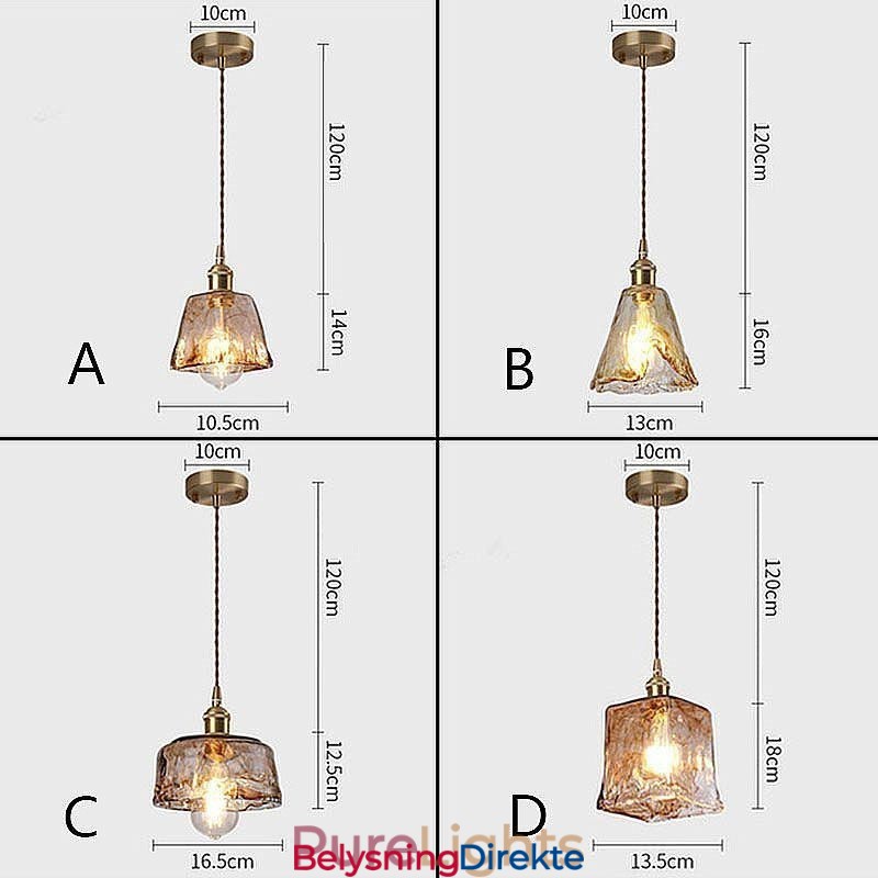 Unik Mini-Glass Pendellampe I Japansk Stil, Ravfarget Dekorativ Belysning