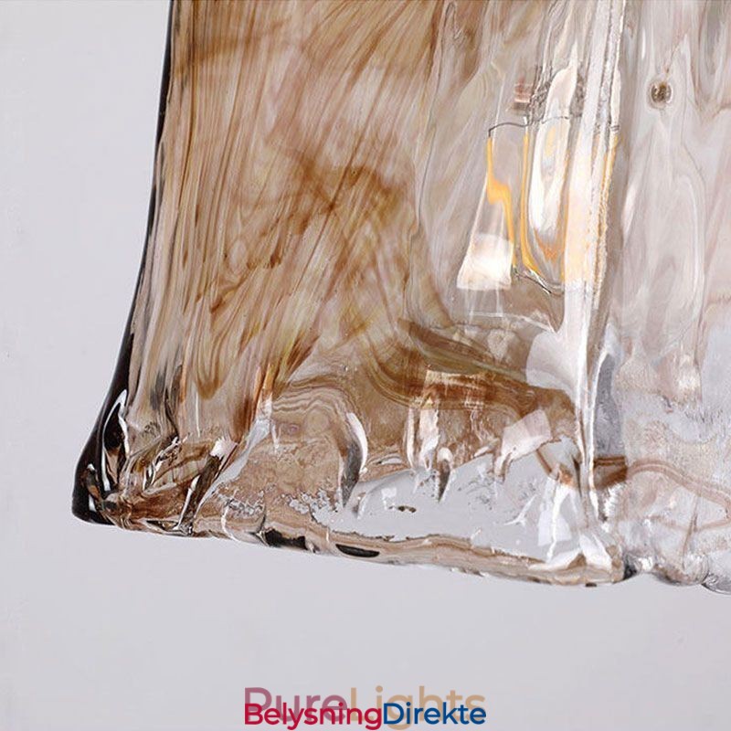 Unik Mini-Glass Pendellampe I Japansk Stil, Ravfarget Dekorativ Belysning