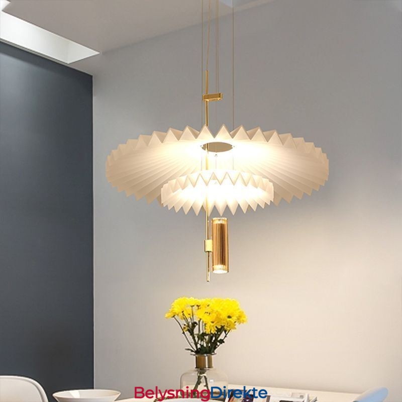 Moderne Plissert Pendellampe I Akryl, Dekorativ Belysning