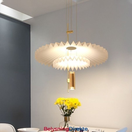 Moderne Plissert Pendellampe I Akryl, Dekorativ Belysning