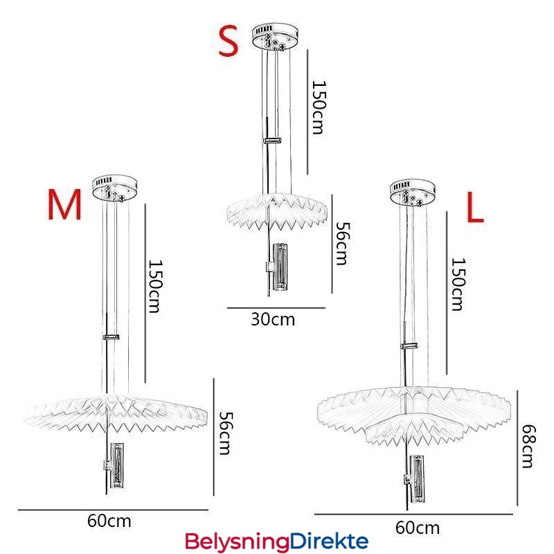 Moderne Plissert Pendellampe I Akryl, Dekorativ Belysning