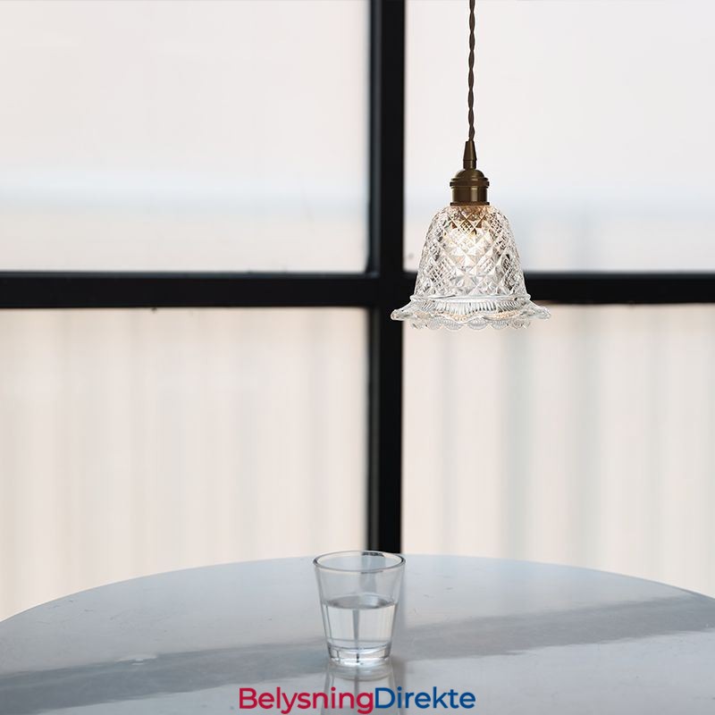 Moderne Blomsterglass Pendellampe Med 1 Lyspære Dekorativ Lampe