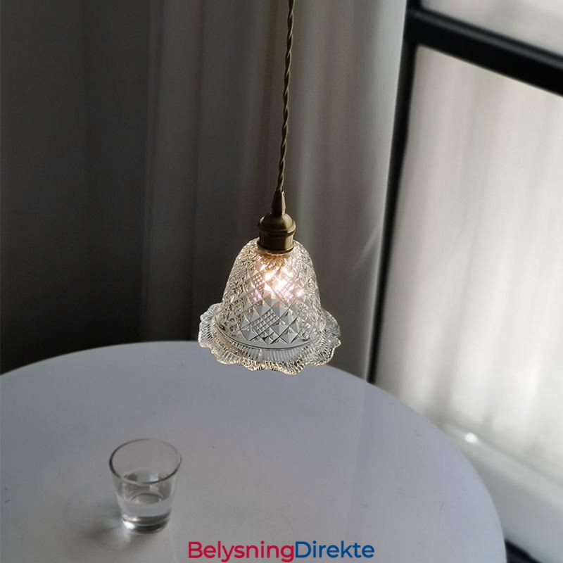 Moderne Blomsterglass Pendellampe Med 1 Lyspære Dekorativ Lampe