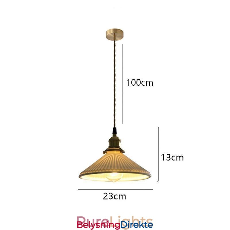 Retro Plissert Pendellampe I Japansk Stil I Keramikk