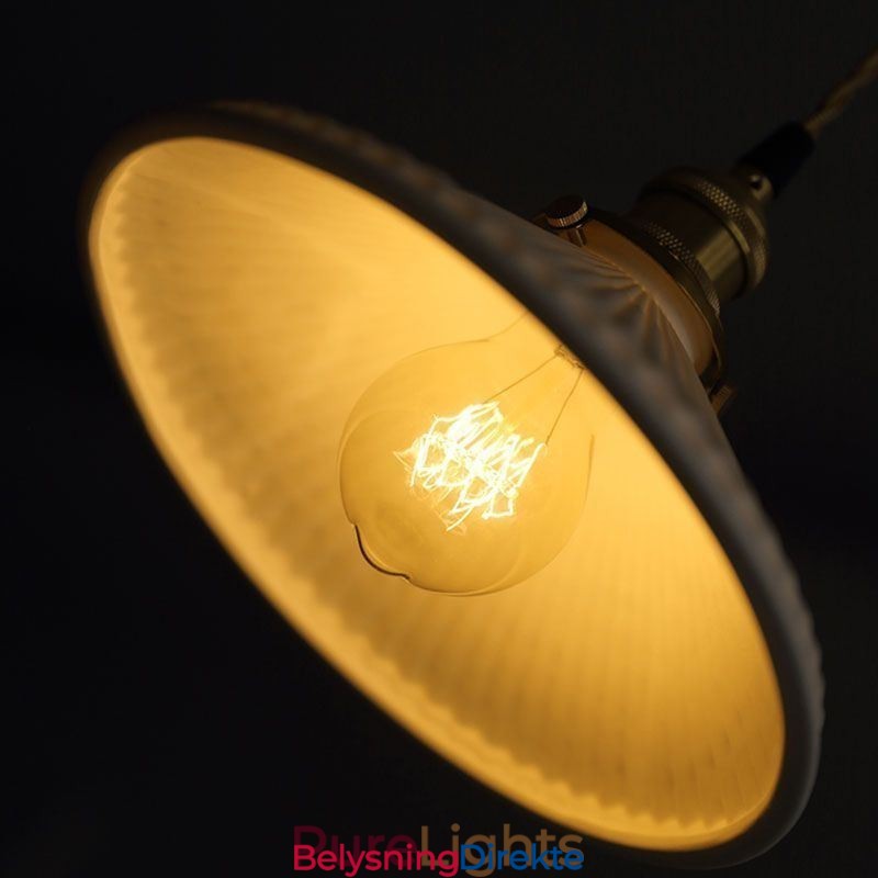 Retro Plissert Pendellampe I Japansk Stil I Keramikk