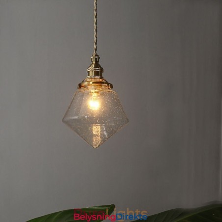1 Lys Diamantglass Pendellampe Bobleglasslampe