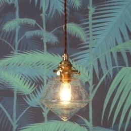 1 Lys Diamantglass Pendellampe Bobleglasslampe