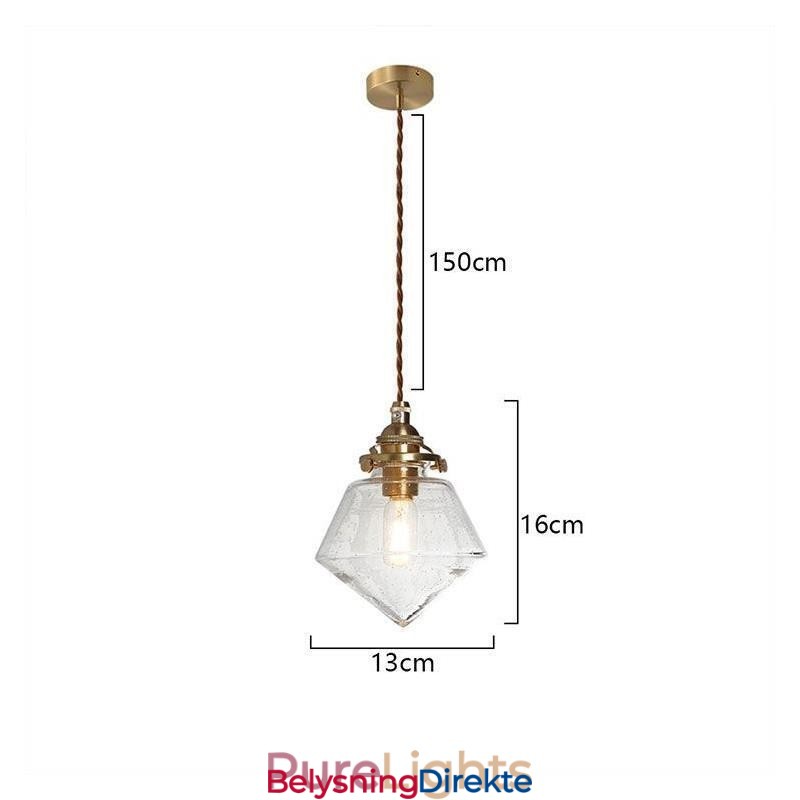 1 Lys Diamantglass Pendellampe Bobleglasslampe