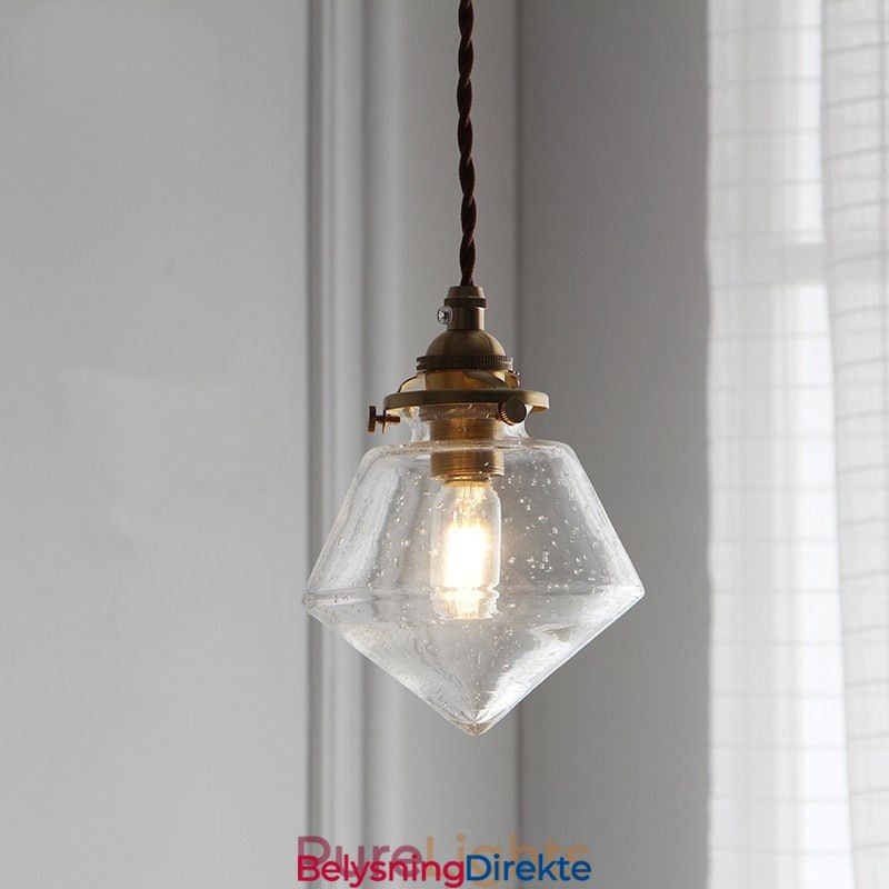 1 Lys Diamantglass Pendellampe Bobleglasslampe