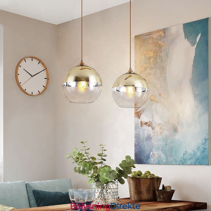 Kreativ Jern+Glass Kuleformet Anhengslampe Dekorativ Belysning