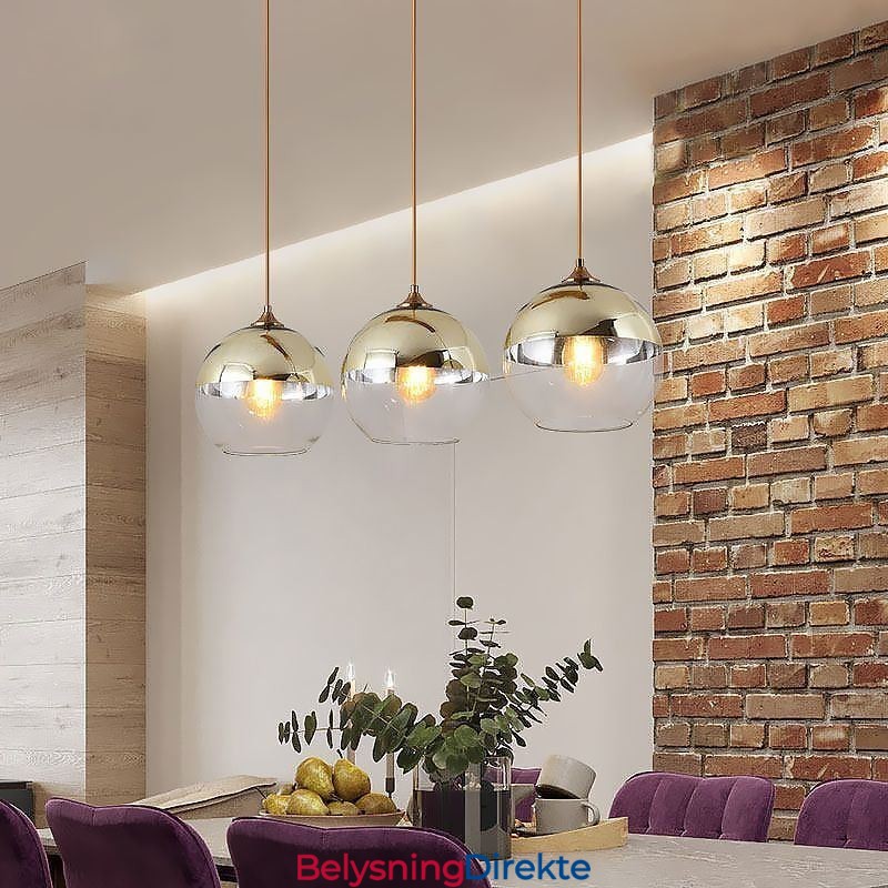 Kreativ Jern+Glass Kuleformet Anhengslampe Dekorativ Belysning