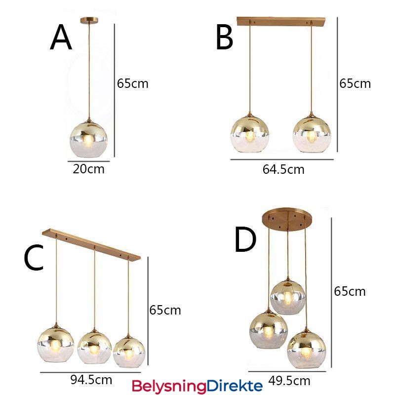 Kreativ Jern+Glass Kuleformet Anhengslampe Dekorativ Belysning
