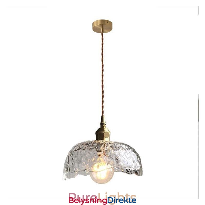 Uregelmessig Messingglass Pendellampe Hammer Glass Taklampe