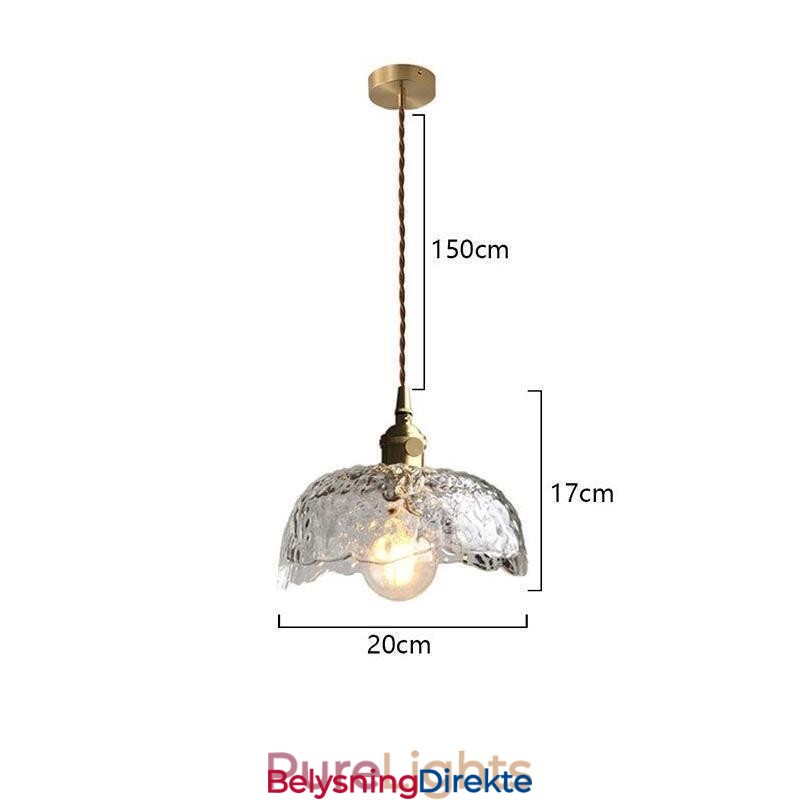 Uregelmessig Messingglass Pendellampe Hammer Glass Taklampe