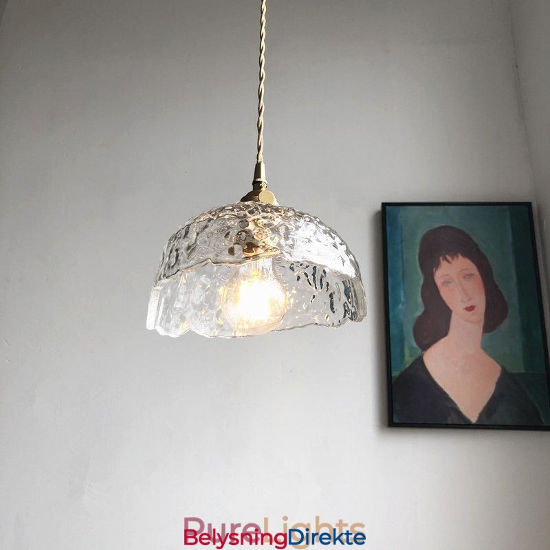 Uregelmessig Messingglass Pendellampe Hammer Glass Taklampe