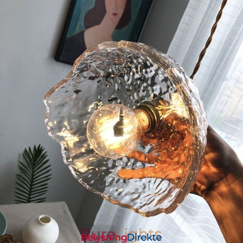 Uregelmessig Messingglass Pendellampe Hammer Glass Taklampe