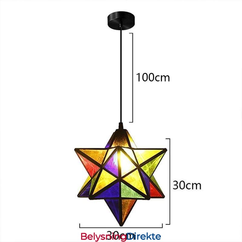 Europeisk Anhengslampe I Farget Glass, Kreativ Stjerneanhengslampe