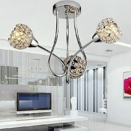 Moderne Skinnende 3-Lyss Innfelt Lampe I Krystalldesign