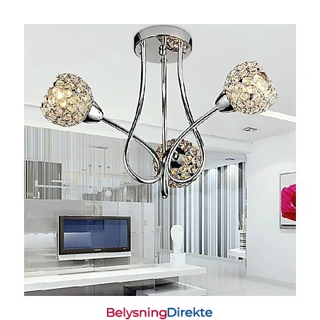 Moderne Skinnende 3-Lyss Innfelt Lampe I Krystalldesign