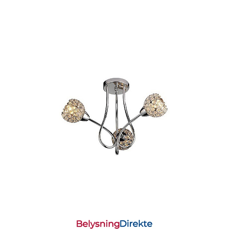 Moderne Skinnende 3-Lyss Innfelt Lampe I Krystalldesign