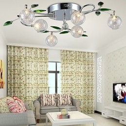 Lysekrone Med 6 Lys Landlig Aluminium Glass Krom