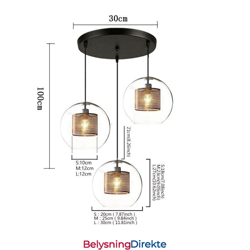 Minimalistisk Glassklyngependellampe Med 3 Lys, Taklampeøy
