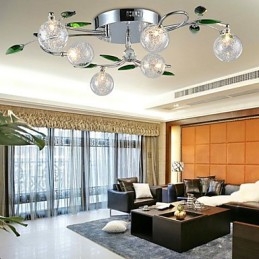 Lysekrone Med 6 Lys Landlig Aluminium Glass Krom