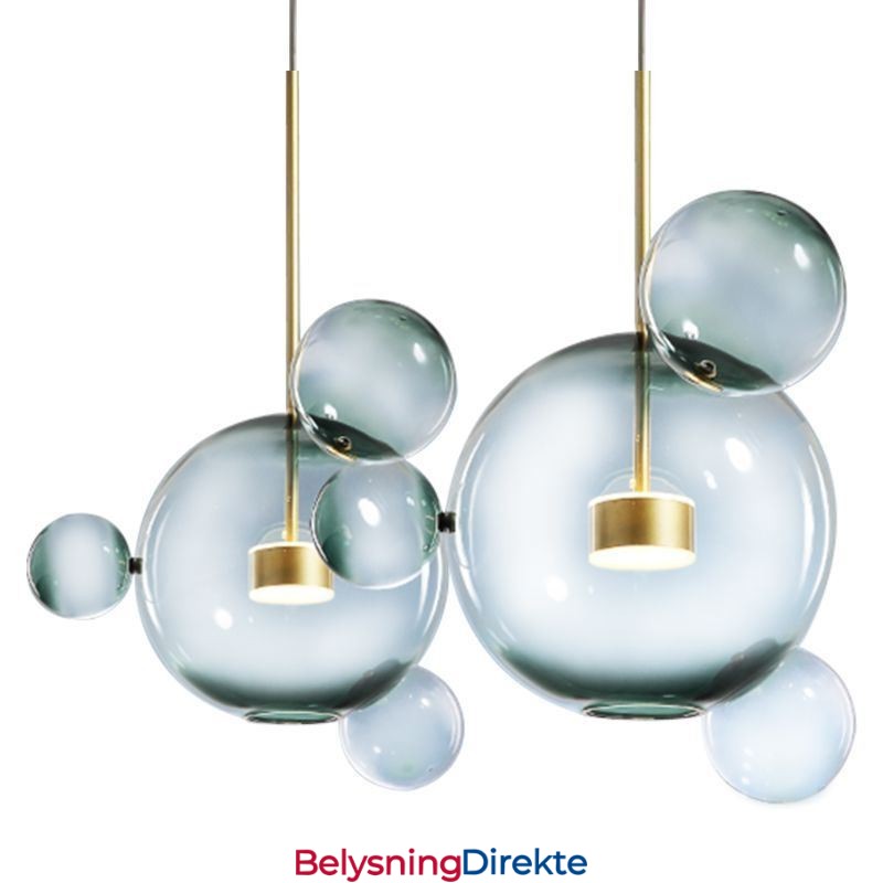 Pendellampe I Glass, Bobleformet Taklampe, Gradientgrønn Lampe