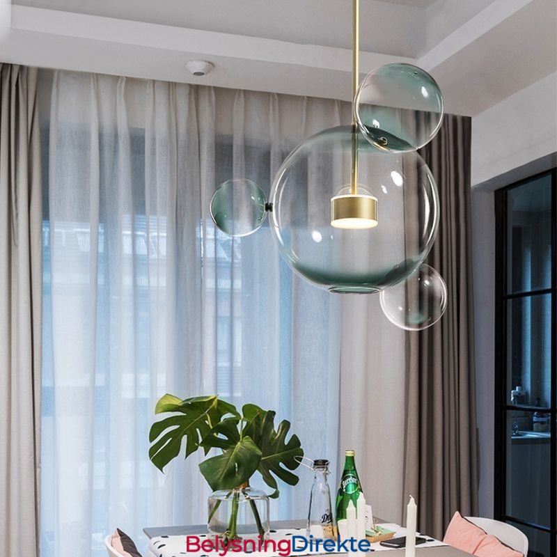 Pendellampe I Glass, Bobleformet Taklampe, Gradientgrønn Lampe