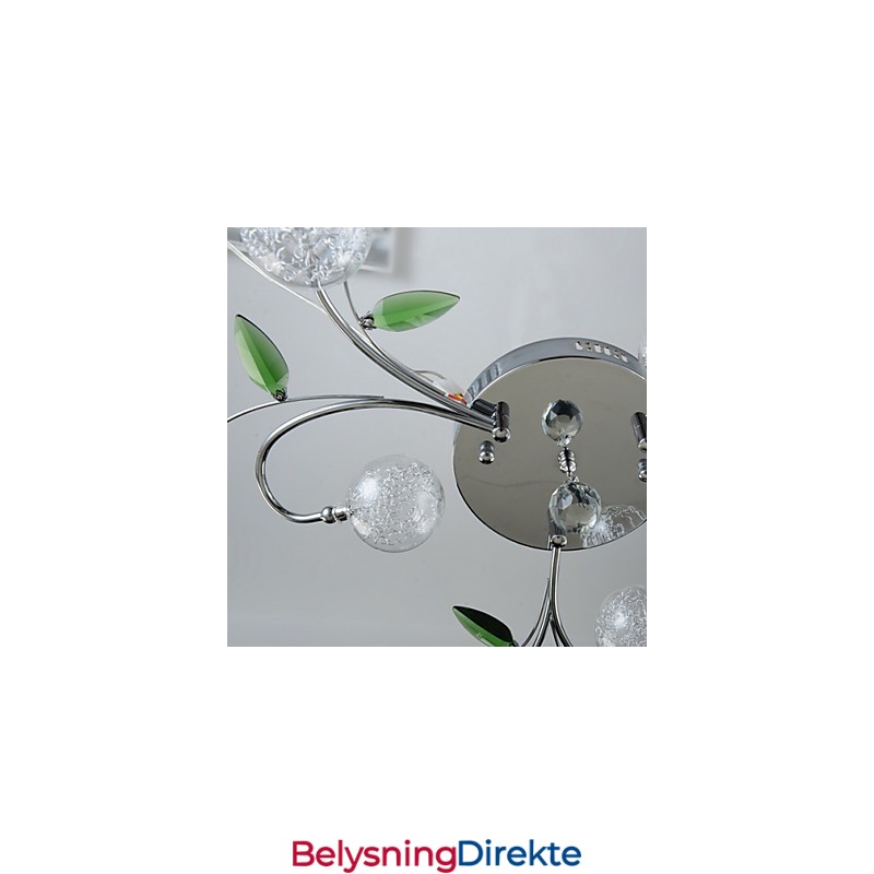 Lysekrone Med 6 Lys Landlig Aluminium Glass Krom