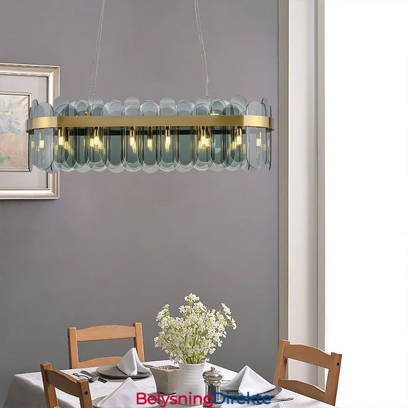 Minimalistisk Glassanhengslampe Unik Farge Rektangulær Taklampe Øy