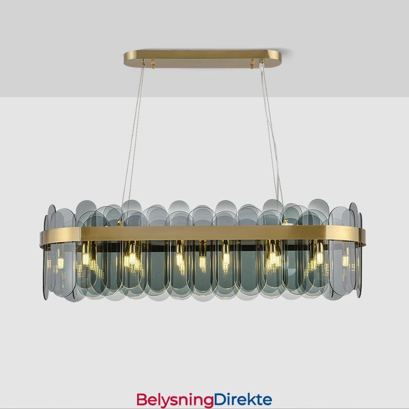 Minimalistisk Glassanhengslampe Unik Farge Rektangulær Taklampe Øy