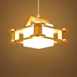 Nordisk Stil Eikependellampe Med Frostet Glassskjerm Cafe