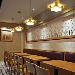 Nordisk Stil Eikependellampe Med Frostet Glassskjerm Cafe