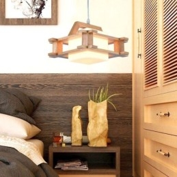 Nordisk Stil Eikependellampe Med Frostet Glassskjerm Cafe