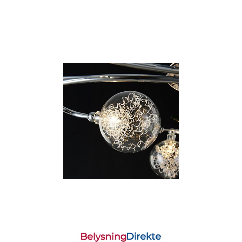 Lysekrone Med 6 Lys Landlig Aluminium Glass Krom